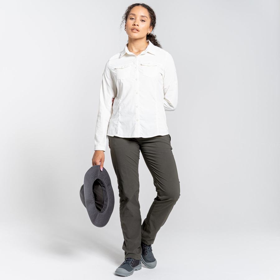 White Craghoppers NosiLife Adventure II Long Sleeved Women's Shirts | HIS1073NK