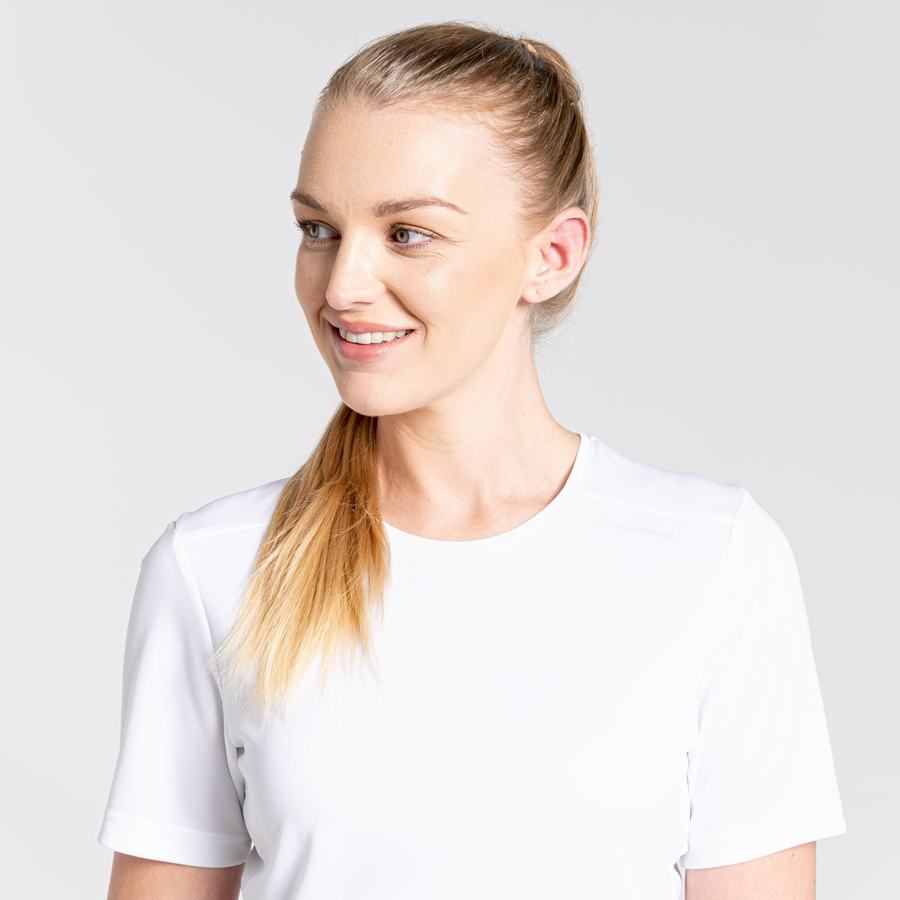 White Craghoppers NosiLife Candella Short Sleeved Women's T-Shirts | ZRZ8723EF