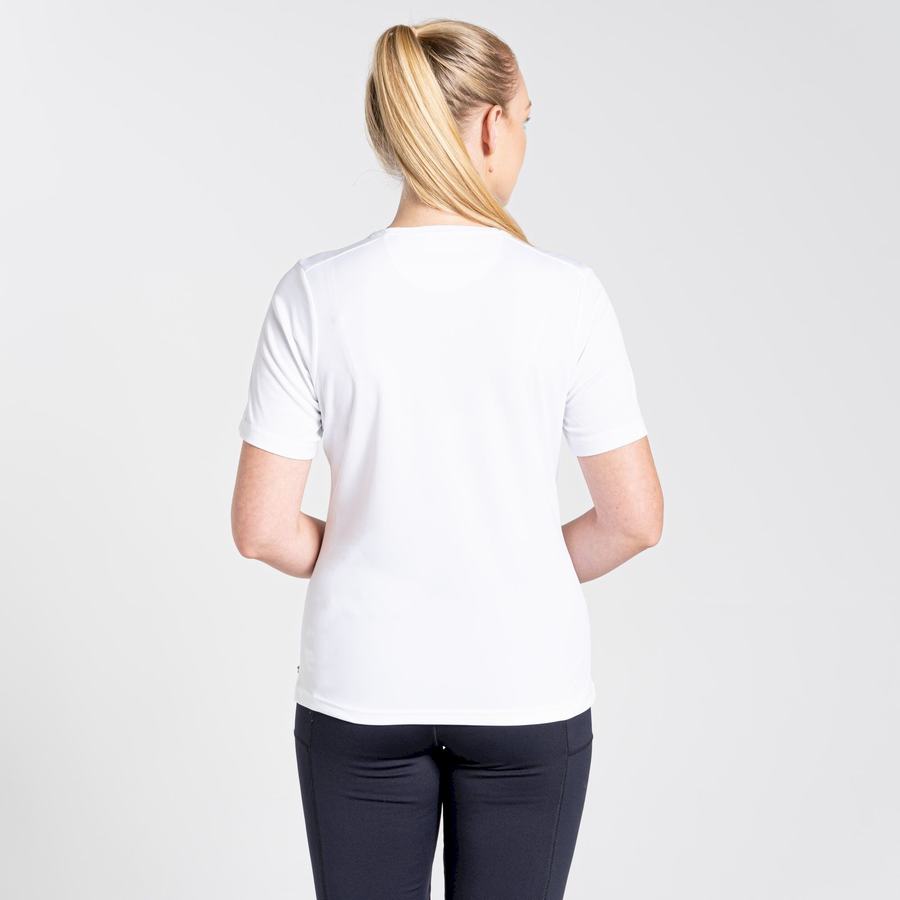 White Craghoppers NosiLife Candella Short Sleeved Women's T-Shirts | ZRZ8723EF