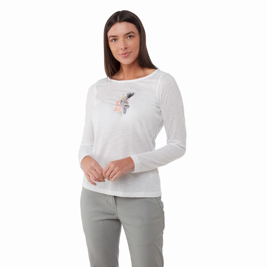 White Craghoppers NosiLife Erin Long Sleeved Women's T-Shirts | PSC7239AR