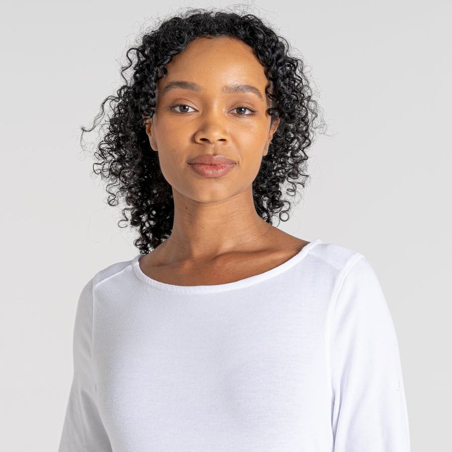 White Craghoppers NosiLife Erin Long Sleeved Women's T-Shirts | ZJY4477XL