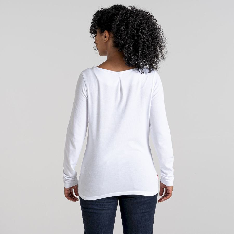 White Craghoppers NosiLife Erin Long Sleeved Women's T-Shirts | ZJY4477XL