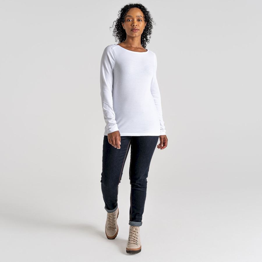 White Craghoppers NosiLife Erin Long Sleeved Women's T-Shirts | ZJY4477XL