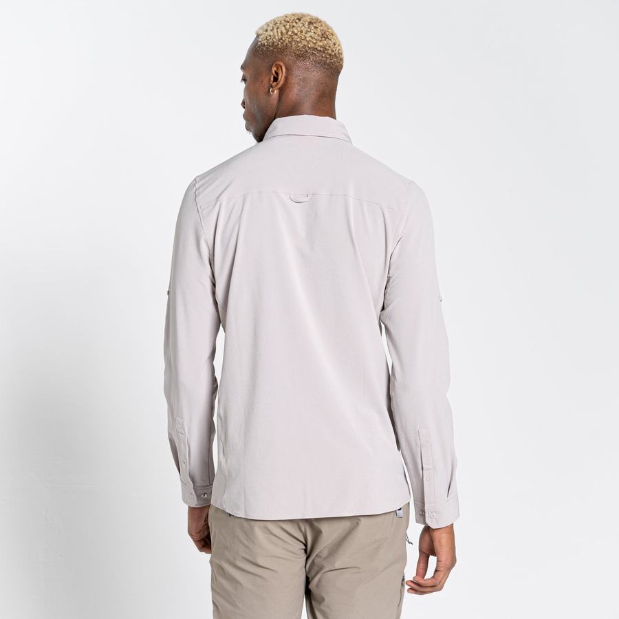 White Craghoppers NosiLife Pro IV Long Sleeved Men's Shirts | CMR9693YZ