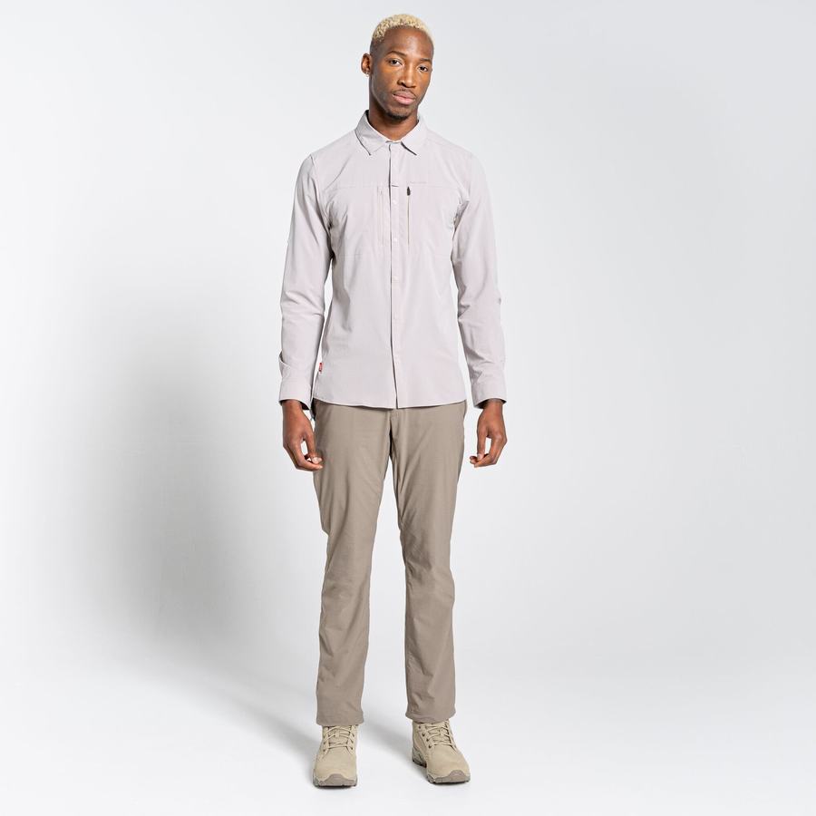 White Craghoppers NosiLife Pro IV Long Sleeved Men's Shirts | CMR9693YZ