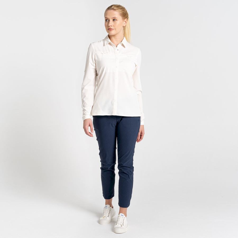 White Craghoppers NosiLife Pro IV Long Sleeved Women's Shirts | OJZ4313OO