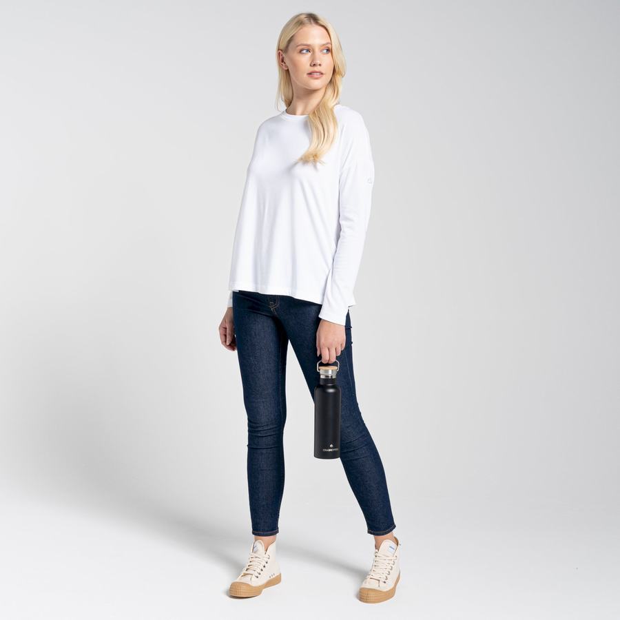 White Craghoppers NosiLife Sami Long Sleeved Women's T-Shirts | QXM6889DN