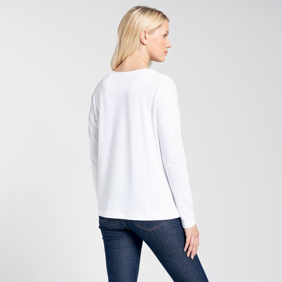 White Craghoppers NosiLife Sami Long Sleeved Women's T-Shirts | QXM6889DN