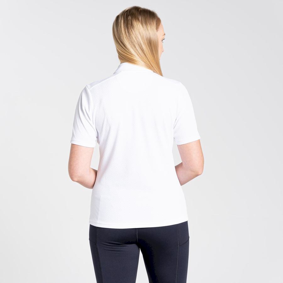 White Craghoppers NosiLife Short Sleeved Polo Women's T-Shirts | HHT1583GT