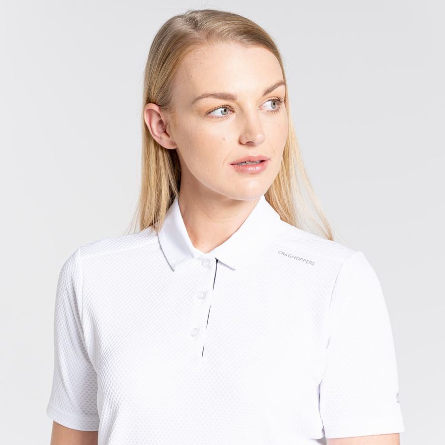 White Craghoppers NosiLife Short Sleeved Polo Women's T-Shirts | HHT1583GT