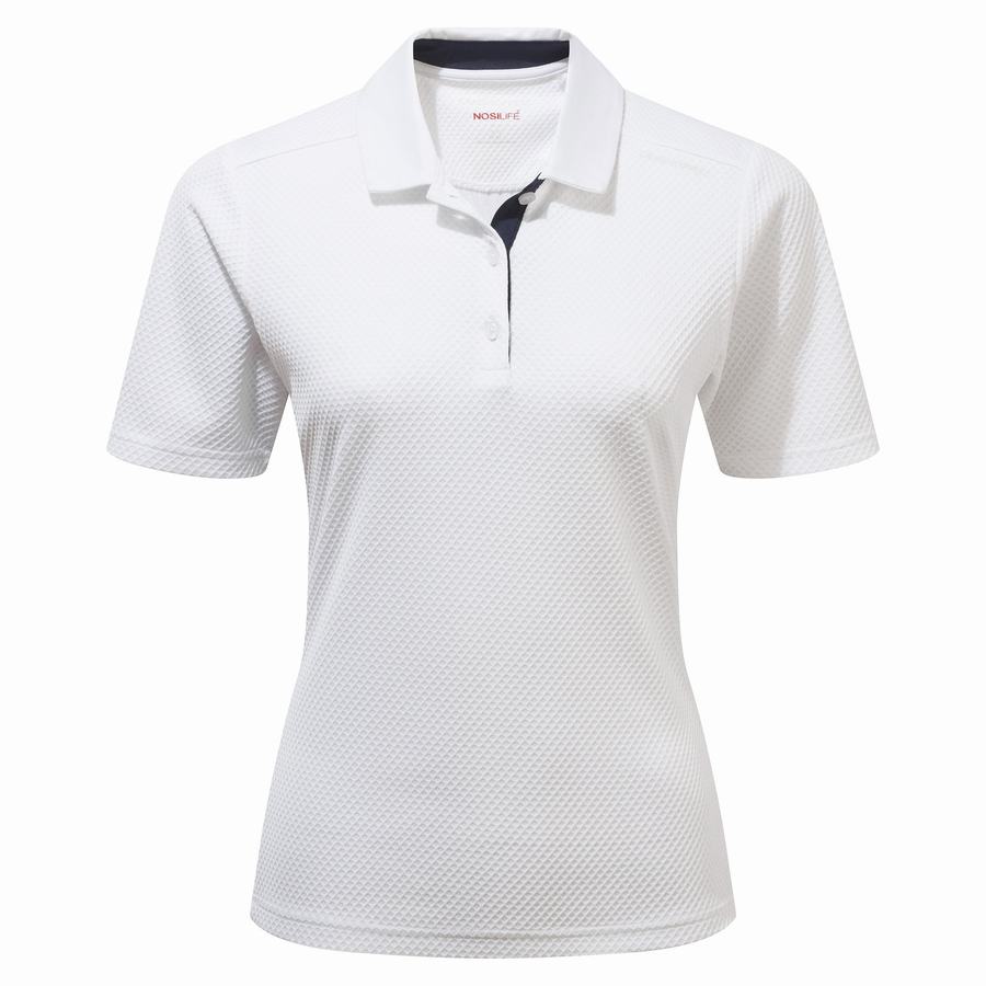 White Craghoppers NosiLife Short Sleeved Polo Women's T-Shirts | HHT1583GT