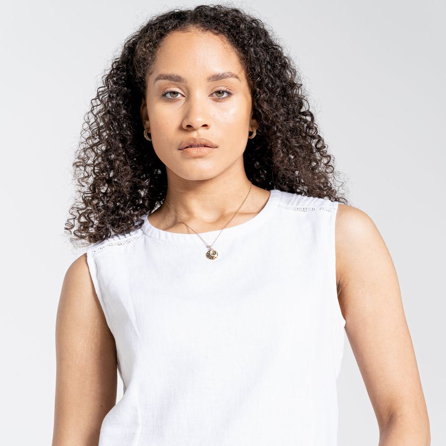 White Craghoppers Nosibotanical Bonita Vest Women's T-Shirts | YYV7725NF