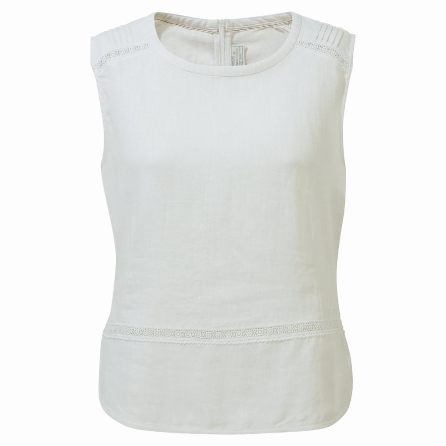 White Craghoppers Nosibotanical Bonita Vest Women's T-Shirts | YYV7725NF