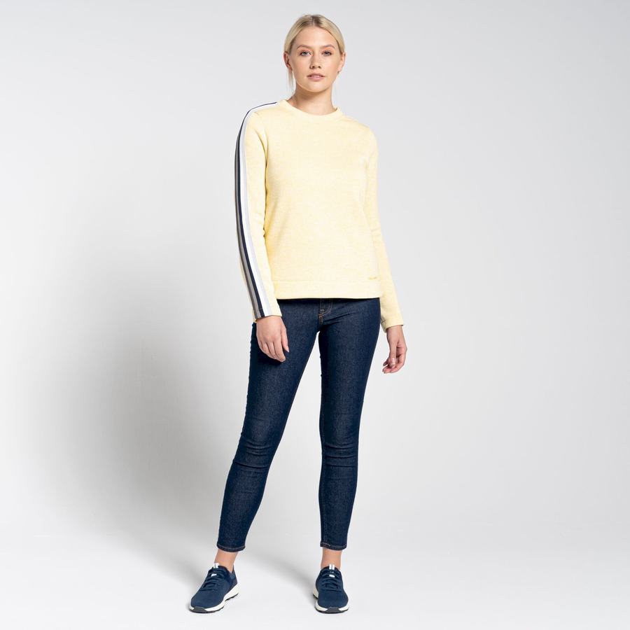 Yellow Craghoppers Pinalla Crew Neck Women's Sweatshirts | XQJ9471VS