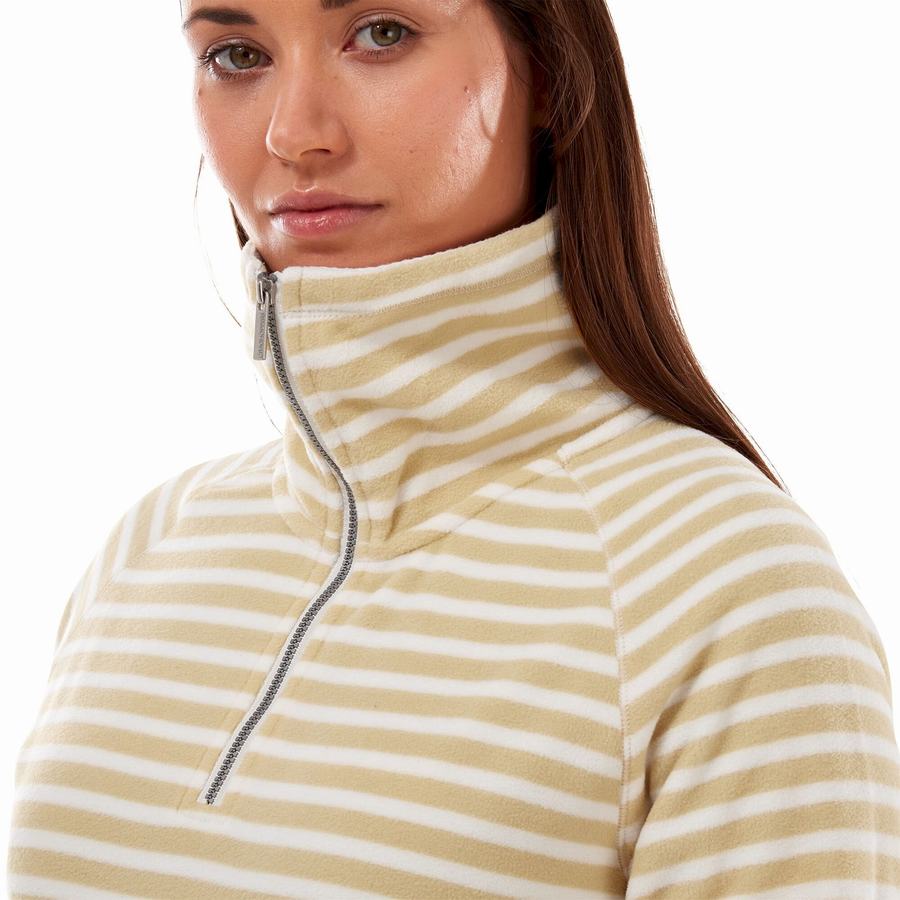 Yellow Stripes Craghoppers Natalia Half Zip Women's Sweaters | QPW31NC