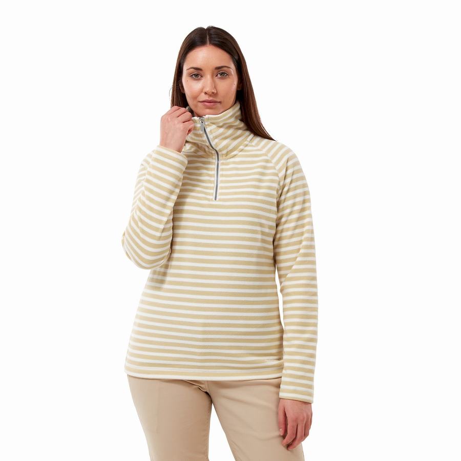 Yellow Stripes Craghoppers Natalia Half Zip Women's Sweaters | QPW31NC